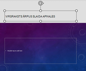 Ārpus slaidu apmalēm novietota virsraksta viettura piemērs programmā PowerPoint darbam ar Android.