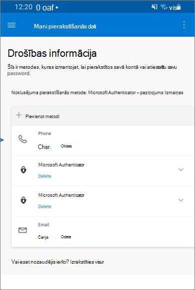Lapa Nesenās darbības ar drošības informāciju