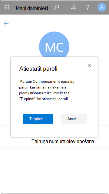Lietotāja paroles atiestatīšana programmā Mani darbinieki