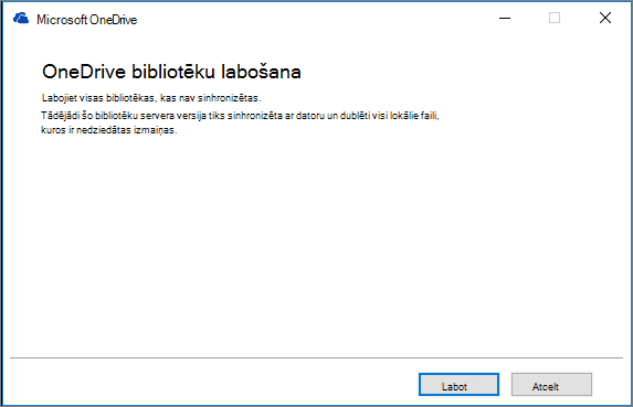 OD sinhronizēšanas labošanas dialogs