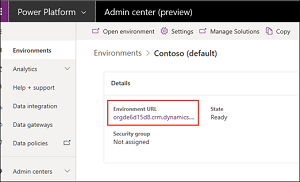 Find Environment URL in the Power Platform Admin center.