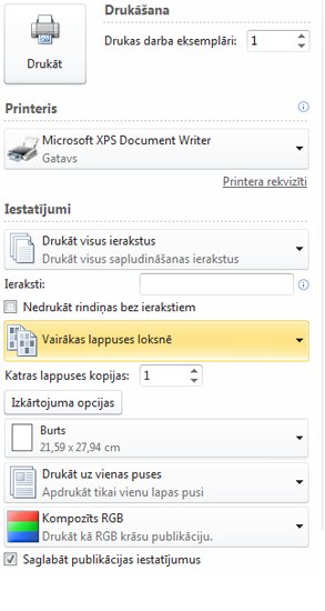 Vairāku lappušu drukāšana vienā loksnē