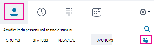 Izvēlieties Kontaktpersonas > ikona Pievienot kontaktpersonas.