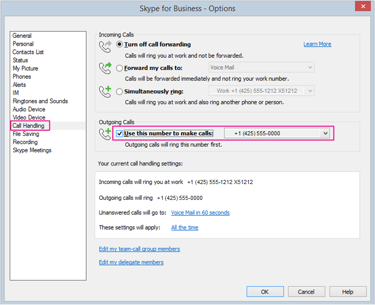 Iestatiet opcijas Skype darbam izmantošanai ar galda vai citu tālruni.