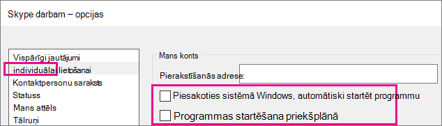 Izvēlieties Personisks un pēc tam noņemiet atlasi no opcijām, lai sāktu automātiski.