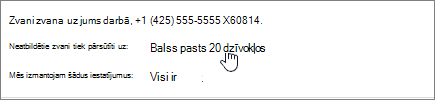 Zvanu pāradresēšanas izvēlnes iestatījumi