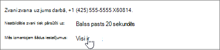 Call Forwarding menu, when Settings apply