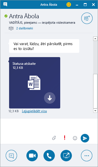 IM loga ar ienākošu pielikumu ekrānšāviņš.
