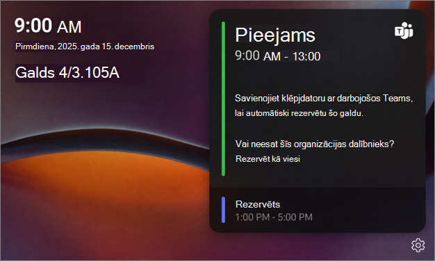 Teams galda kopas sākuma ekrāns