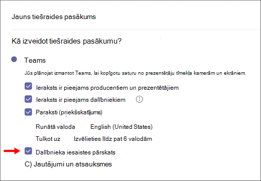 Attendee engagement report check box screen