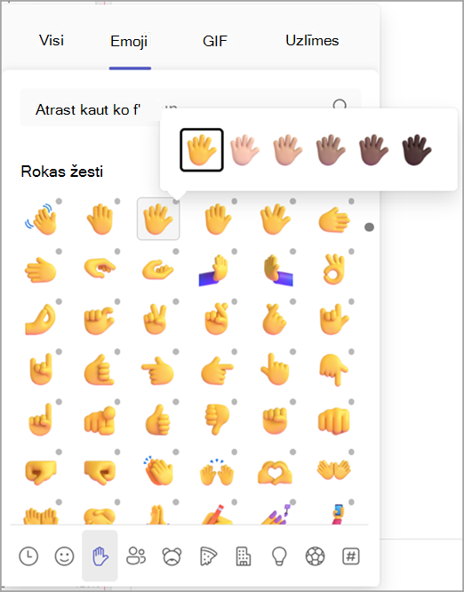 Ekrānuzņēmums, kurā parādīts, kā mainīt emocijzīmes ādas toni