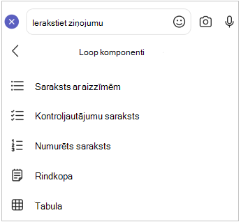 Loop komponenta mobilā izvēlne
