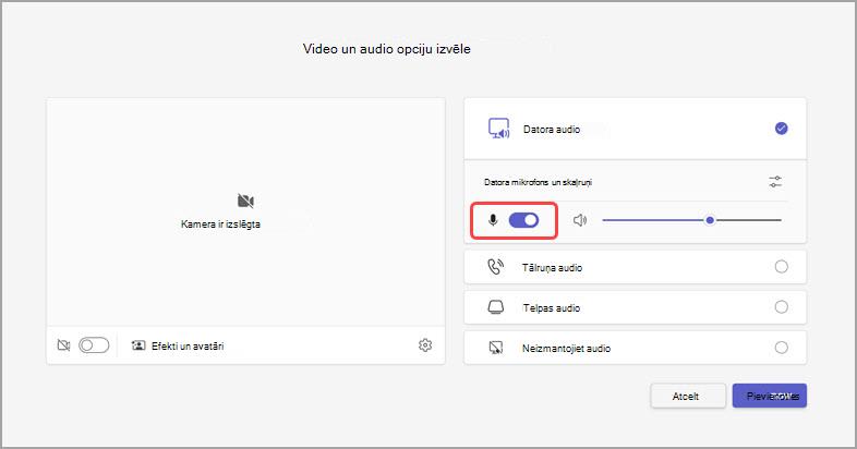 Audio pārvaldība pirms sapulces