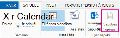 Poga Sapulces opcijas programmā Outlook 2013