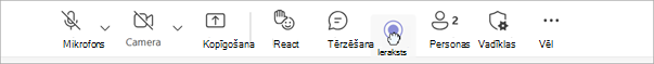 Vilkšanas un nomešanas sapulces vadīklu ekrānuzņēmums.