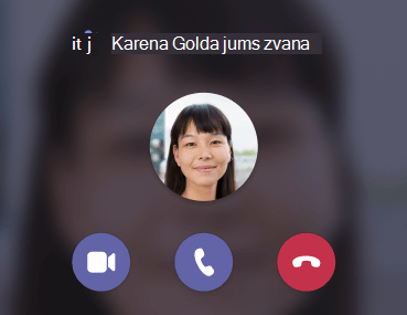 Teams ienākošo zvanu paziņojums