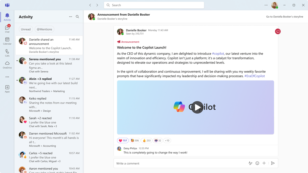 Paziņojums Teams plūsmā