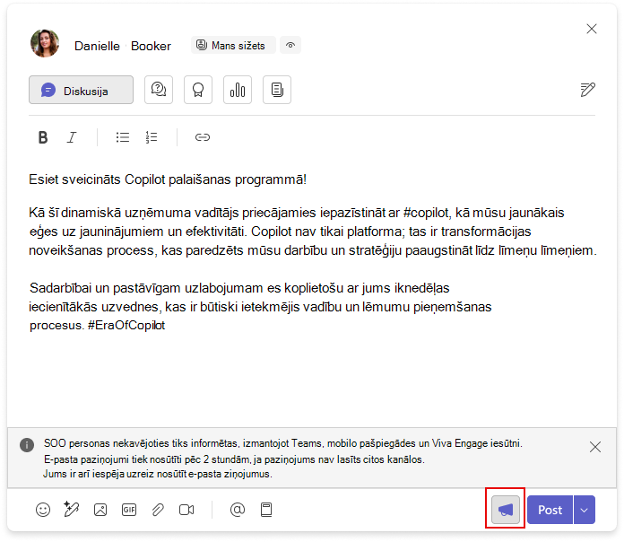 Paziņojuma veikšana