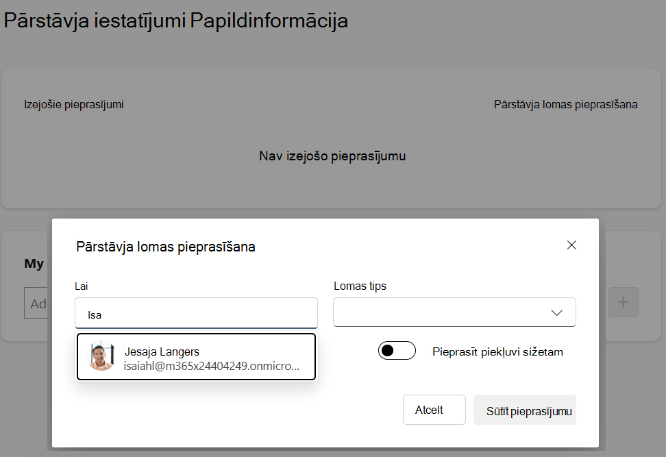 uznirstošais logs, kurā iekļauta nepieciešamā informācija, lai iesniegtu pārstāvja pieprasījumu