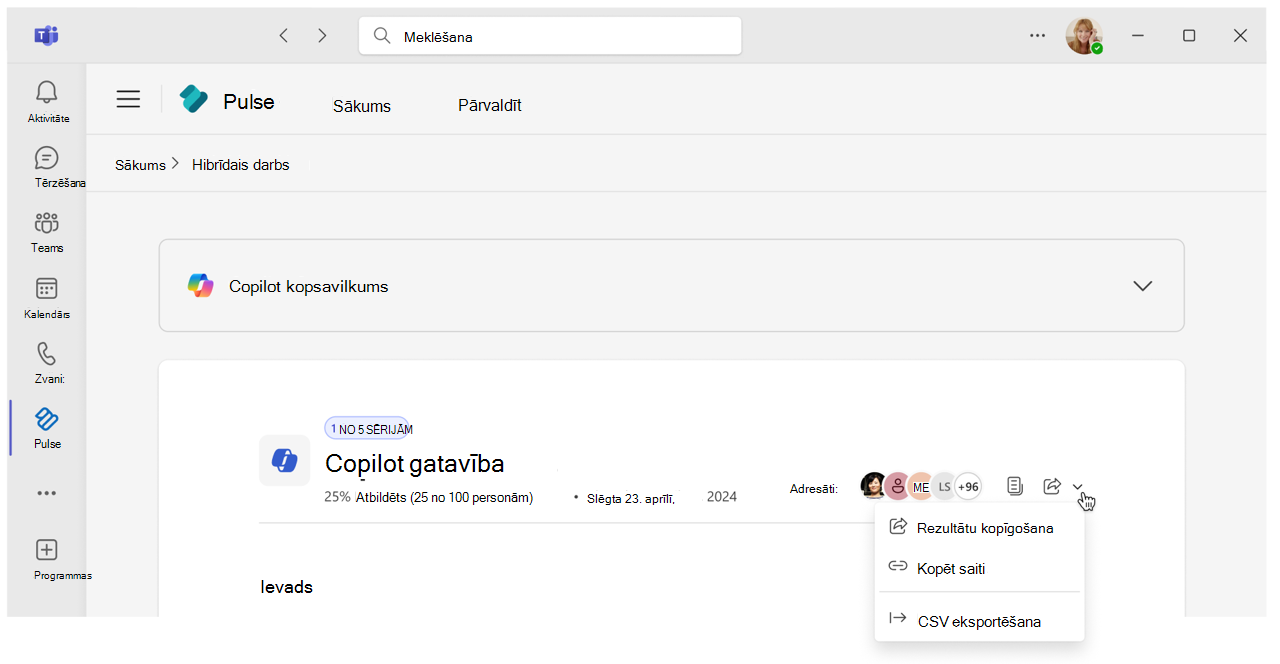 Pulse atskaites eksportēšanas poga