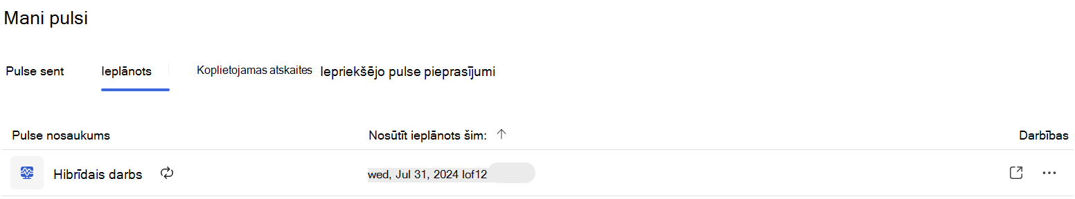 Ieplānota periodiska hibrīda darba Pulse