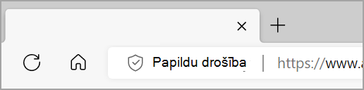 Pievienots drošības displejs pa kreisi no Microsoft Edge adreses joslas, ja tīmekļa vietnei ir ieslēgta uzlabotā drošība.