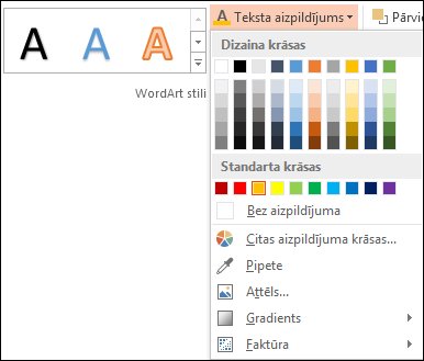Teksta aizpildījuma komanda
