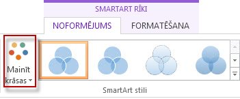 Grupas SmartArt Stili opcija Mainīt krāsas