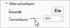 Ekrānuzņēmums ar attēla caurspīdīguma opciju rūti.