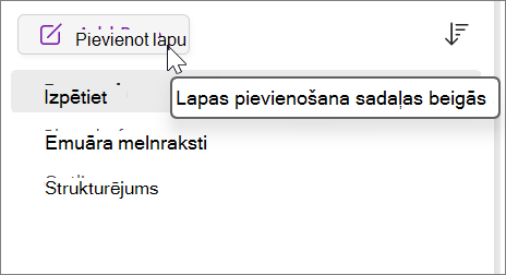 Atlasiet, lai pievienotu lapu sadaļas beigās