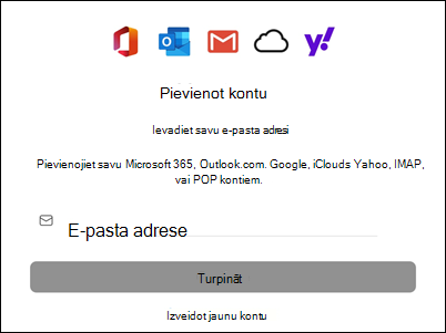 Konta pievienošana programmā Outlook darbam ar Mac