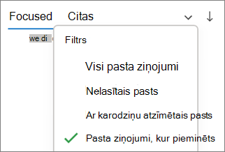 Filtrēt pasta ziņojumu, kas minēts programmā Outlook darbam ar Windows