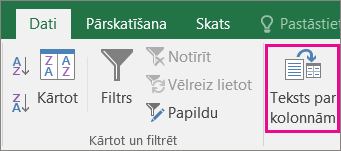 Datu teksta izvēlēšanās > kolonnām