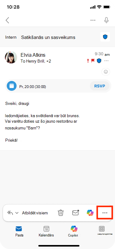 Citas darbības atrodas rīkjoslas apakšējā labajā stūrī