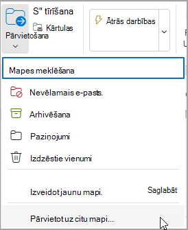 Atlasiet Pārvietot un atlasiet mapi, uz kuru pārvietot ziņojumu.