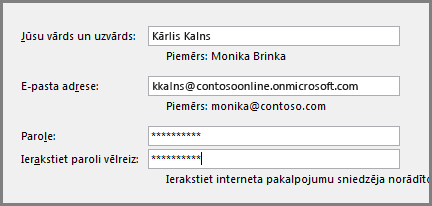 Jauna konta vedņa otrā lapa