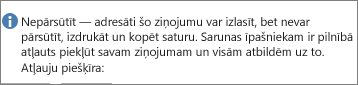 E-pastam pievienotais paziņojums Nepārsūtīt