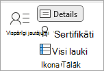 Ekrānuzņēmums ar detalizētas informācijas ikonu, lai ievadītu papildu kontaktinformāciju.