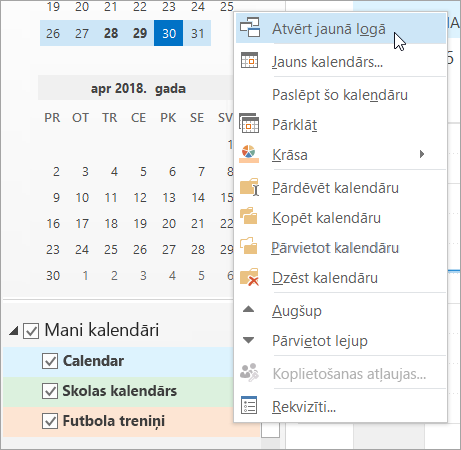 Izvēlnē, kas pieejama, noklikšķinot ar peles labo pogu, noklikšķiniet uz Atvērt jaunā logā