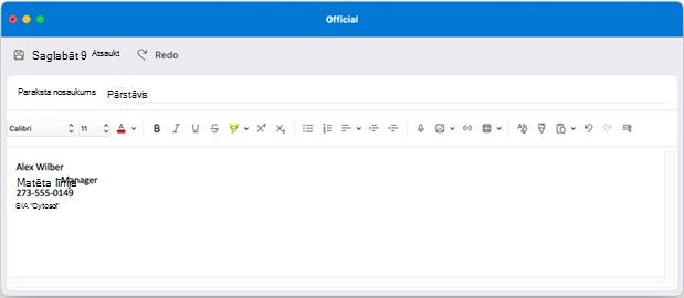 Outlook for Mac paraksta izveide