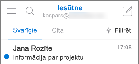 Attēls, kurā programma Outlook redzama iPhone tālrunī.