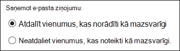 Līdzeklis Mazsvarīgi programmā Outlook tīmeklī