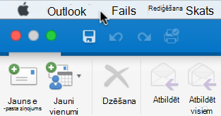 Lai noskaidrotu, kādu Outlook versiju lietojat, izvēļņu joslā izvēlieties Outlook.