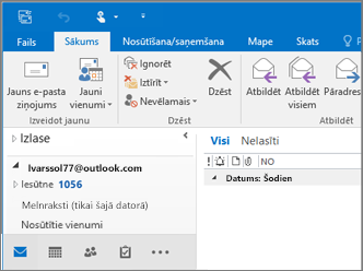 Attēls, kurā redzams Outlook.com konts pakalpojumā Outlook 2016.