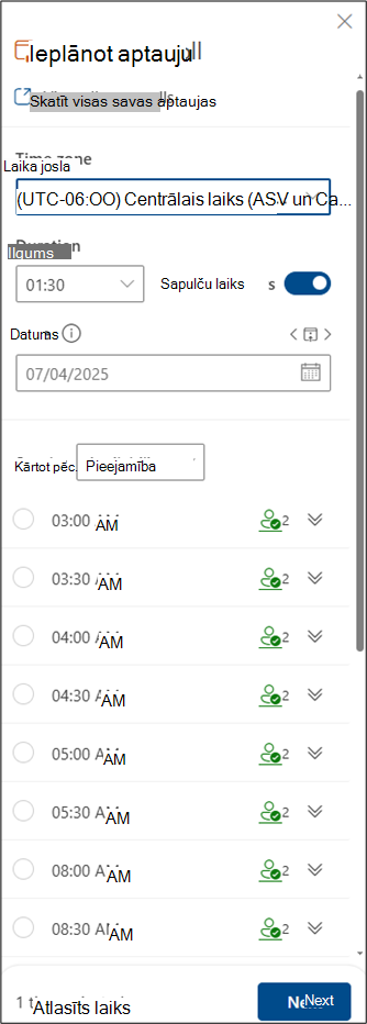 Aptaujas plānošana programmā Outlook