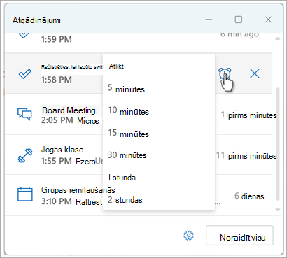 Atgādinājumu iestatīšana programmā Outlook astotais ekrānuzņēmums