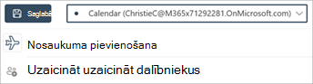Lai izvēlētos, kurā kalendārā izveidot notikumu, izmantojiet kalendāra nolaižamo sarakstu jauna pasākuma ekrāna augšdaļā.
