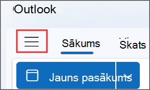 Ekrānuzņēmums, kurā parādīts, kā rīkoties, ja programmā outlook.com nav redzama opcija Pievienot kalendāru