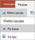 Efektu opcijas