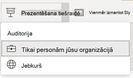 Auditorijas atlase tiešraides prezentācijai